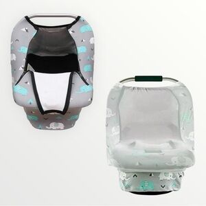 Acrabros Grey & Teal Baby Elephant Print Kids Car Seat Cover Snug